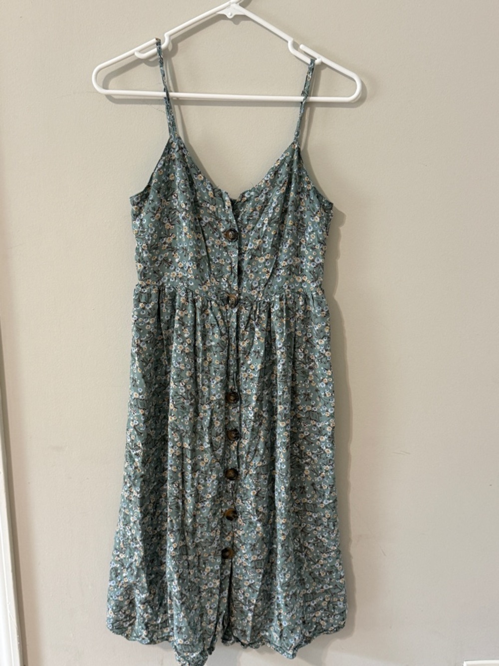 T.J.Maxx Teal Floral Button-Front Midi Dress